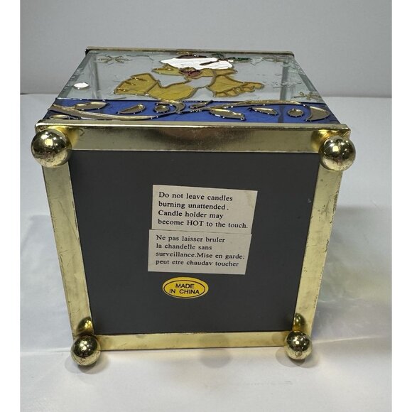 Vintage Hand-Painted Stained Glass Votive Candle Holder Christmas Snowman - Picture 6 of 6